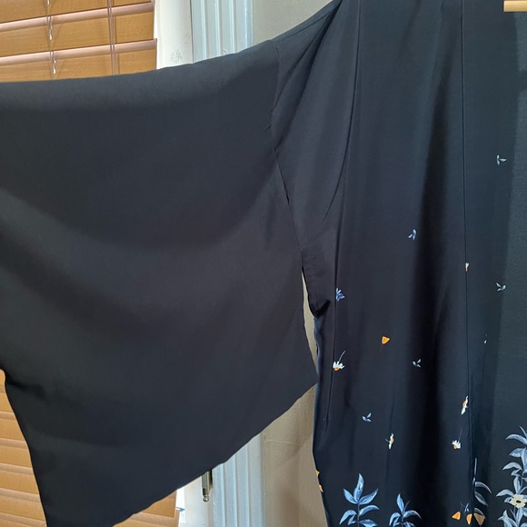 H&M, Floral Black Kimono Jacket, Size L - Picture 4 of 5
